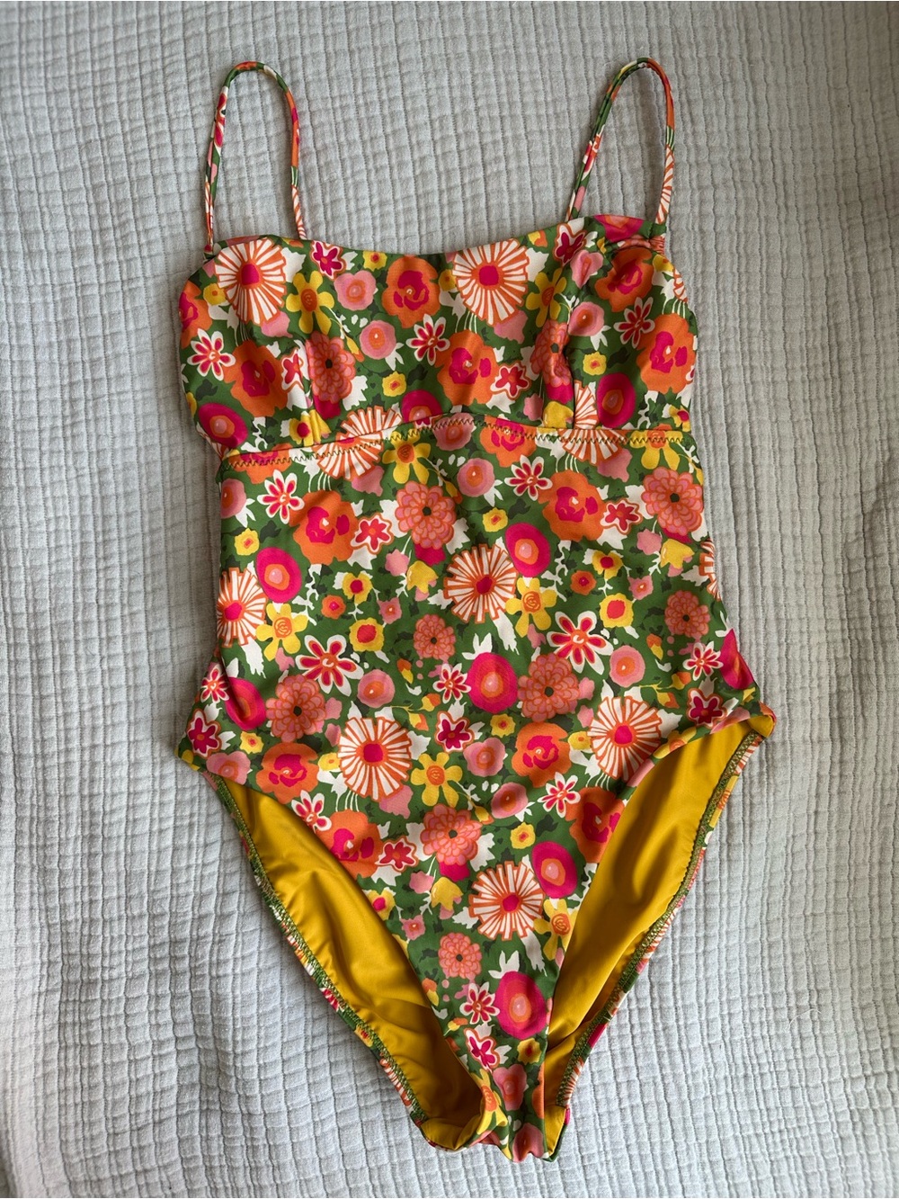 Women’s Floral One-Piece Swimsuit - Pink & Green